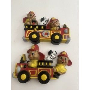 Vintage Homco Wall Decor Bears Fire Truck Kids Bedroom Wall Decor Nursery Decor
